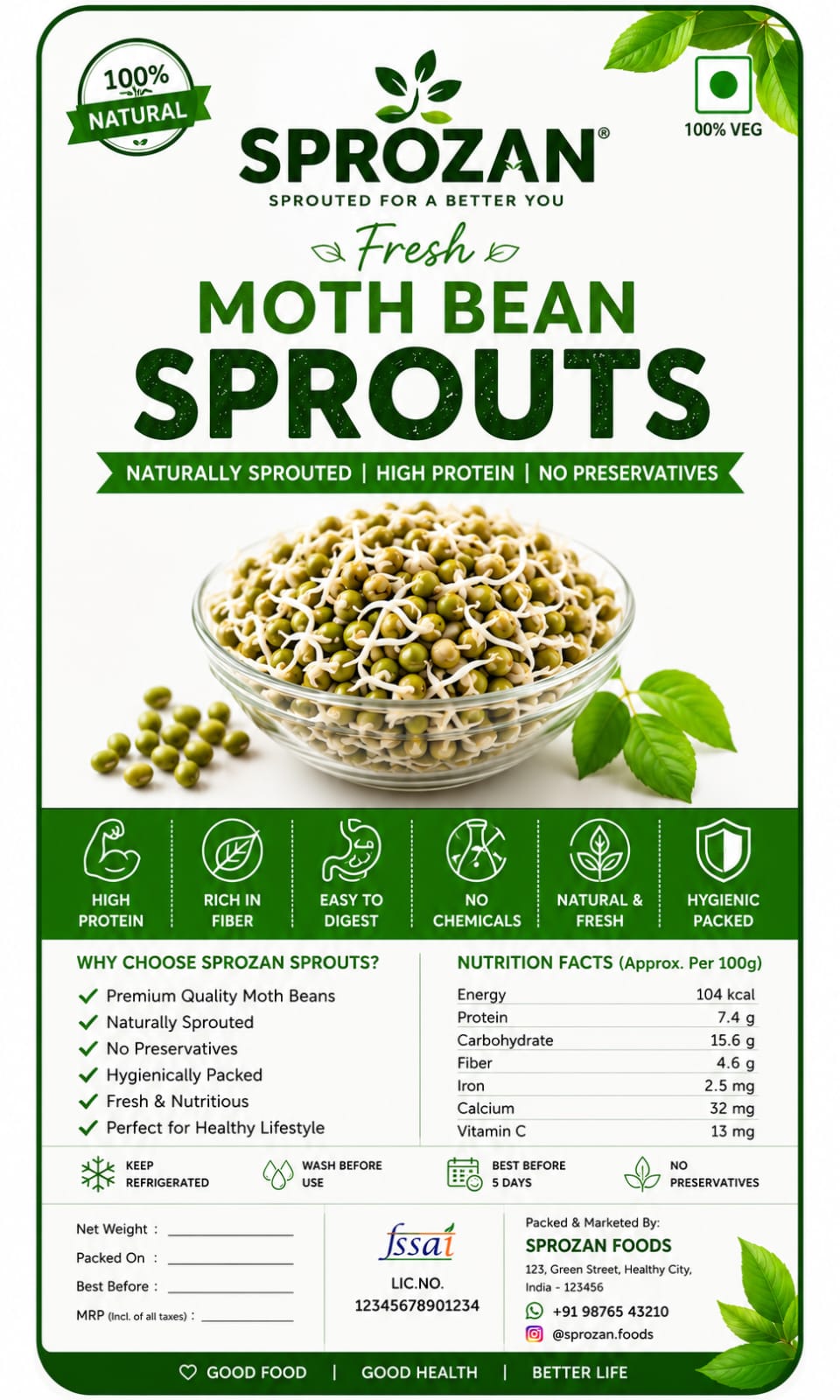 Fresh Moth Bean Sprouts